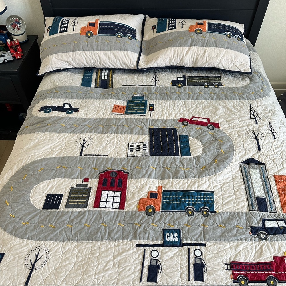 Pottery barn kids Trucks Quilt & Shams set